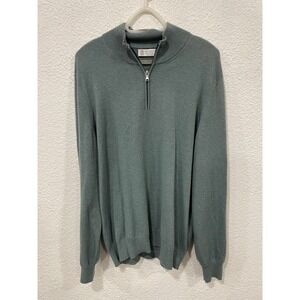Brunello Cucinelli Cashmere Quarter Zip Knit Pullover Sweater Mens 58 Italy Made